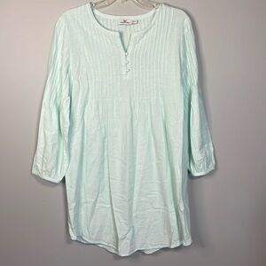 Vineyard Vines Aqua Oversized Linen/Cotton Button Up Cover Up Medium NWOT